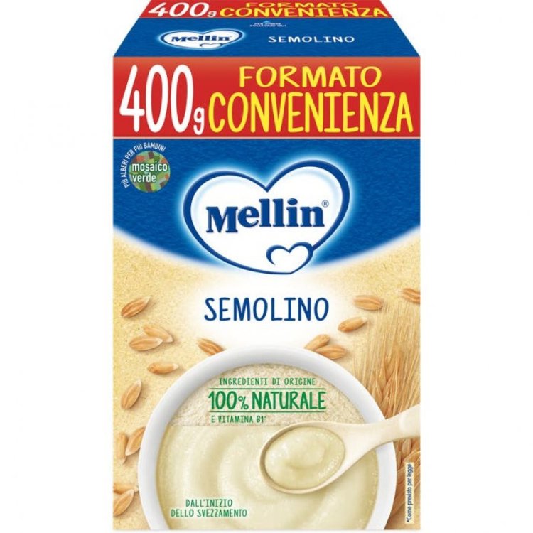 Mellin Crema Semolino per Bambini dal 4&deg; Mese con Glutine Farine Selezionate 400g