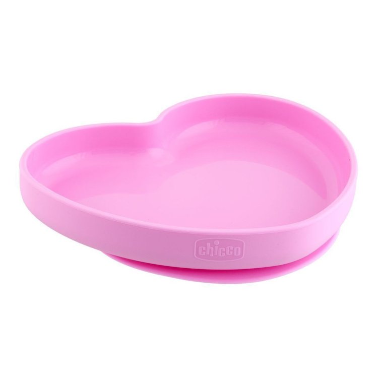 Chicco Piatto Cuore Silicone con Ventosa Rosa per Bambino