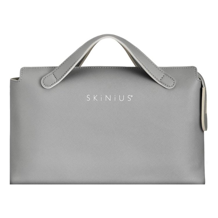 Skinius Beauty Bag Grigia in Ecopelle Saffiano