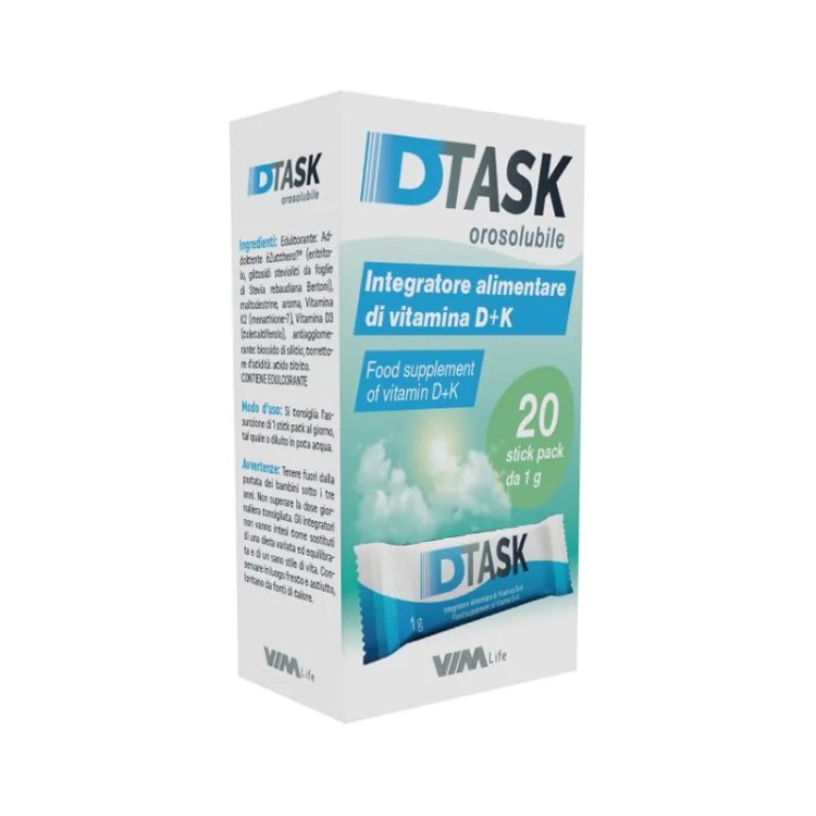 Vim G.Ottaviani D-Task+K Integratore Orosolubile Vitamina D+K 20 Stick