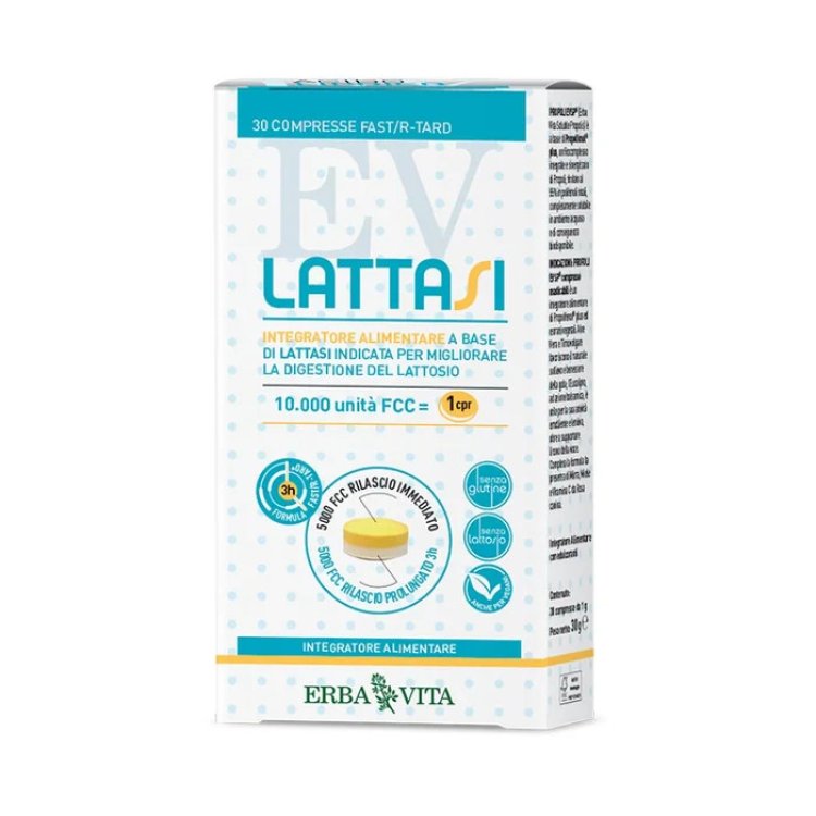 Erba Vita Lattasi Integratore per Digestione Lattosio 30 Compresse