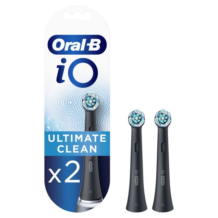 Oral-B iO Ultimate Clean Testine di Ricambio Nere per Spazzolino Elettrico 2 Pezzi