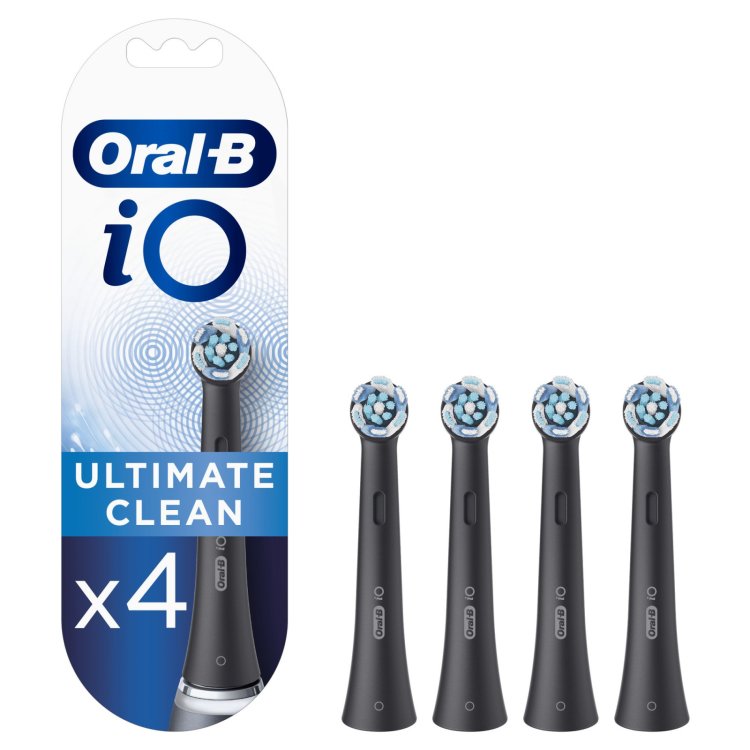 Oral-B iO Ultimate Clean Testine di Ricambio Nere per Spazzolino Elettrico 4 Pezzi