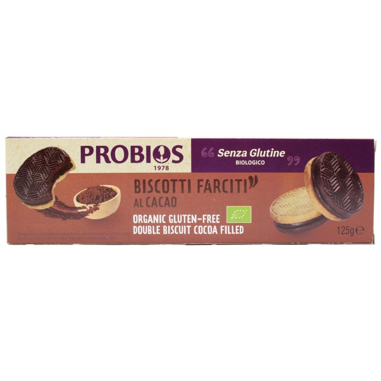 Probios Bis-Free Biscotti Farciti al Cacao Senza Glutine Vegan 125g