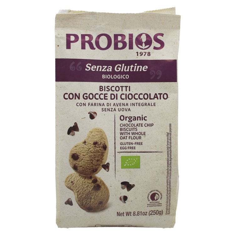Probios Bis-Free Biscotti con Gocce di Cioccolato Senza Glutine 250g