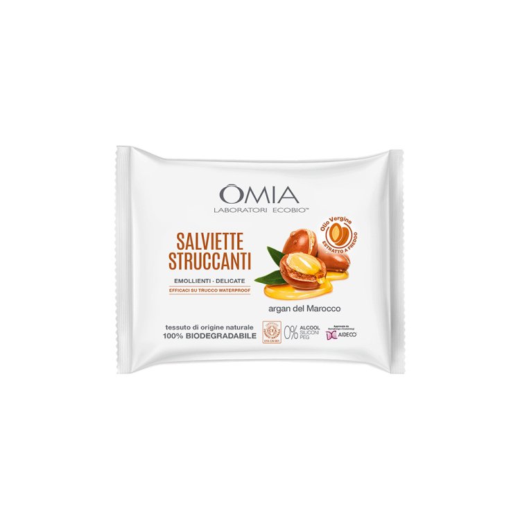 Omia Salviette Struccanti Viso Olio Argan Biodegradabili 20pz
