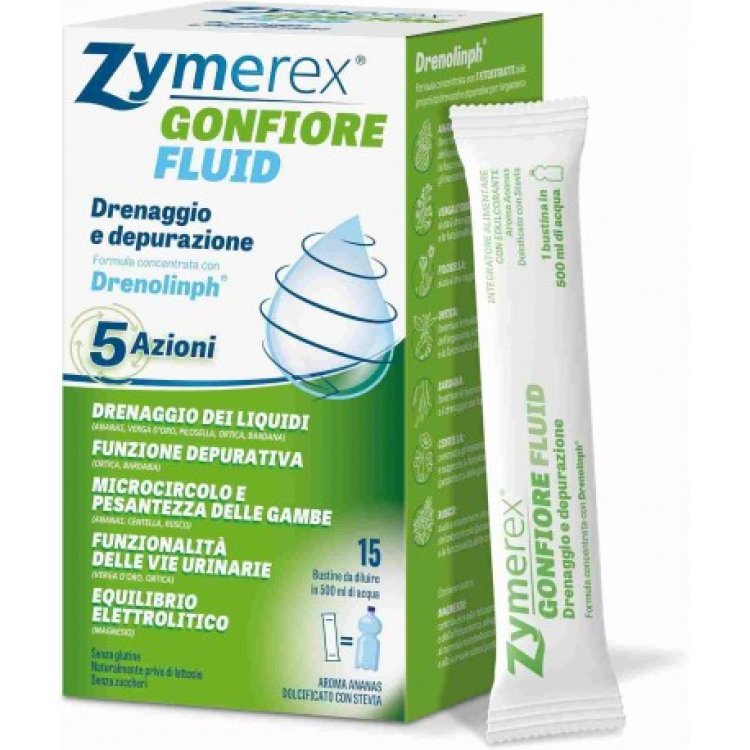 Zymerex Gonfiore Fluid integratore drenante con magnesio per gonfiore 15 bustine
