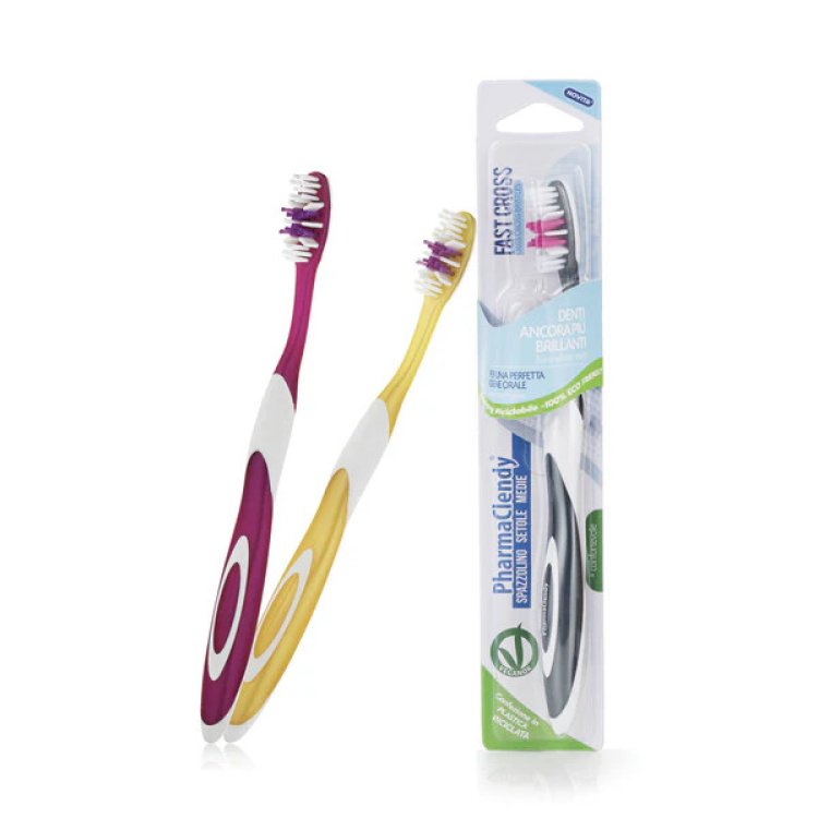 Clendy Fast Cross Spazzolino Denti Setole Incrociate Medie con Cappuccio Antibatterico