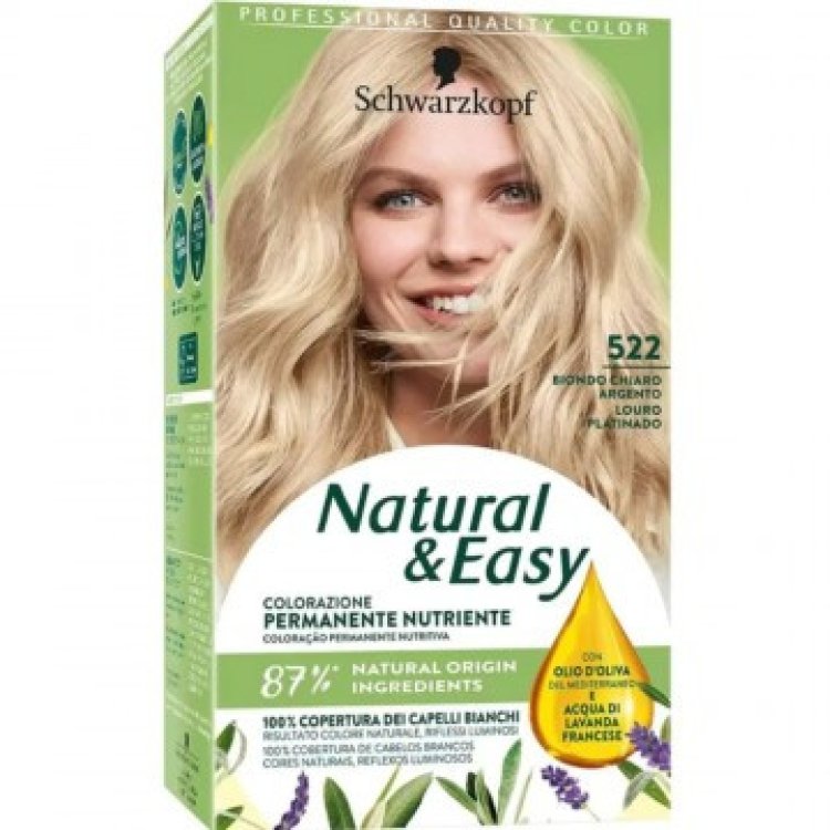 Schwarzkopf Natural & Easy 522 Biondo Chiaro Argento Colorazione Permanente Nutriente