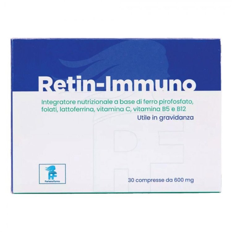 Parteno Farma Retin-Immuno Integratore Ferro, Folati e Vitamine 30 Compresse