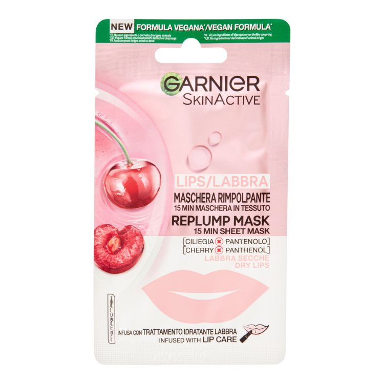 Garnier SkinActive Maschera Labbra Rimpolpante alla Ciliegia Monodose Garnier SkinActive Maschera Labbra Rimpolpante alla Ciliegia Monodose