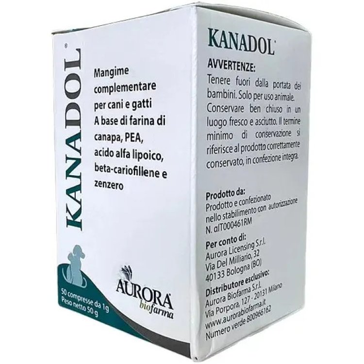 Aurora Biofarma Kanadol Mangime Complementare Cani e Gatti per Sistema Nocicettivo 50 Compresse