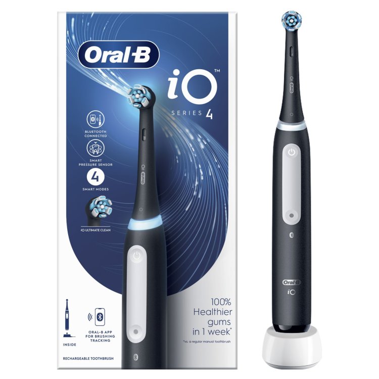 Oral-B iO Series 4 Spazzolino Elettrico Vibrazione Nero con Sensore Pressione