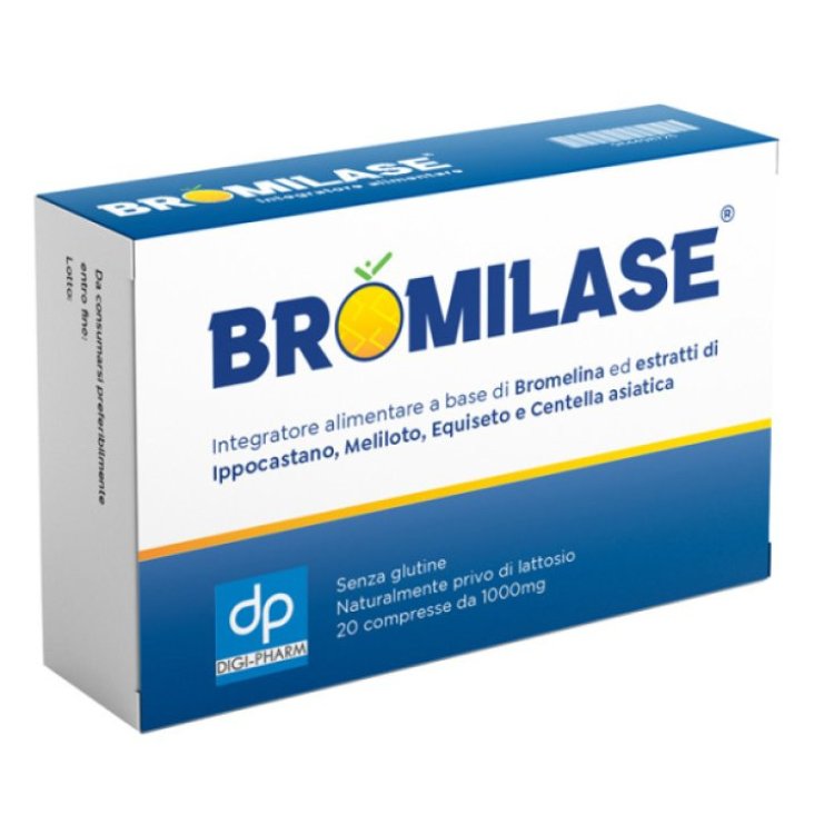 Digi-Pharma Bromilase Integratore Alimentare per Microcircolo e Cellulite, 20 Compresse