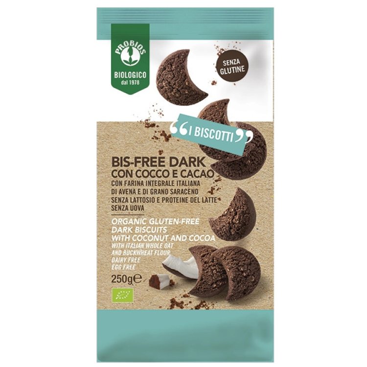Probios Biscotti Bis-Free Dark Cocco e Cacao Senza Glutine 250g