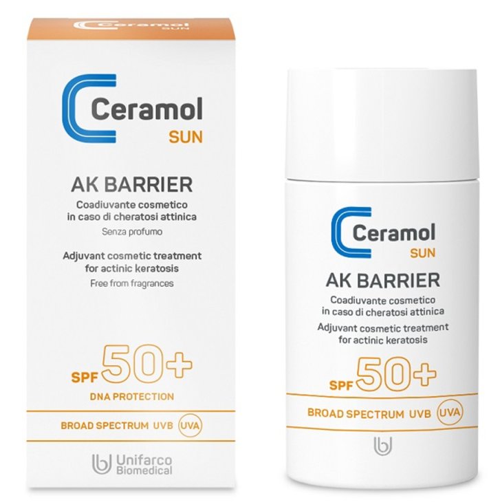 Ceramol Sun Ak Barrier Fluido Solare Corpo SPF50+ Protezione Pelle Sensibile 50ml