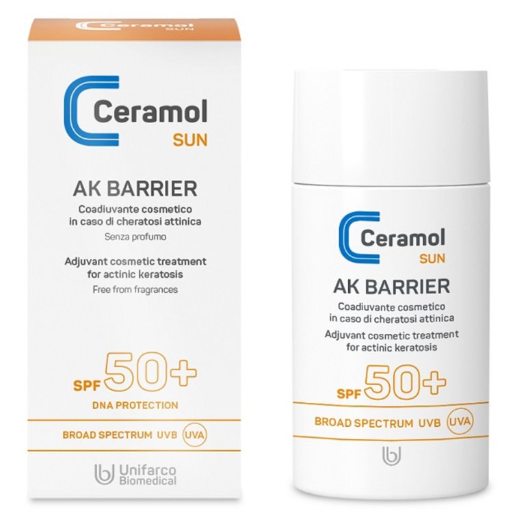 Ceramol Sun Ak Barrier Fluido Solare Corpo SPF50+ Protezione Pelle Sensibile 50ml