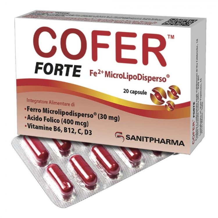 Sanitpharma Cofer Forte Integratore Alimentare Ferro, Acido Folico e Vitamine - 20 Capsule Sanitpharma Cofer Forte Integratore Alimentare Ferro, Acido Folico e Vitamine - 20 Capsule