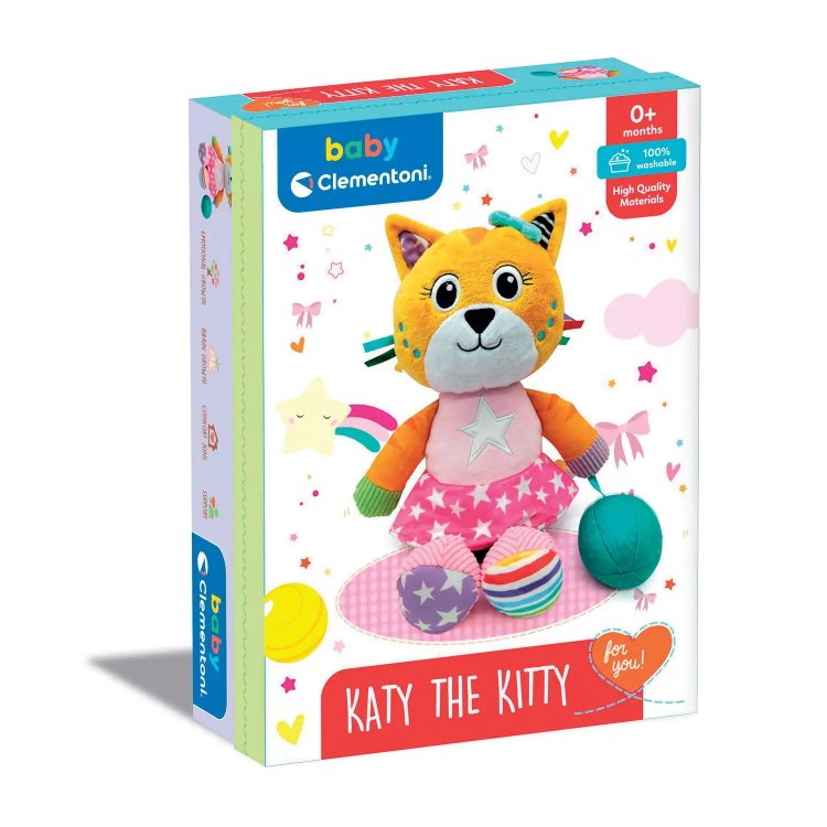 Clementoni Katy Peluche Gattina con Sonaglino Multimateriale Giocattolo Baby