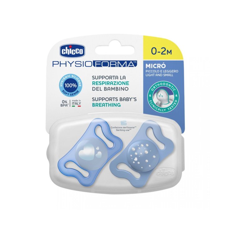 Chicco PhysioForma Micro Succhietto in Silicone Azzurro 0-2 Mesi - 2 Pezzi