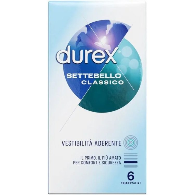 Durex Settebello Classico Preservativi in Lattice Larghezza 52mm 6 Pezzi