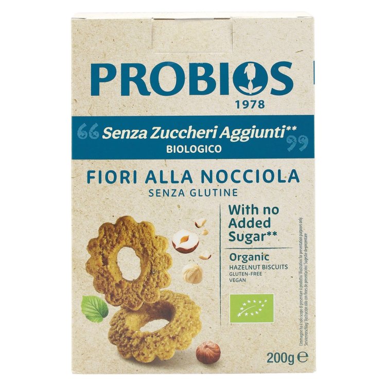 Probios Fiori alla Nocciola Biscotti Senza Zuccheri Aggiunti e Senza Glutine 200g Probios Fiori alla Nocciola Biscotti Senza Zuccheri Aggiunti e Senza Glutine 200g