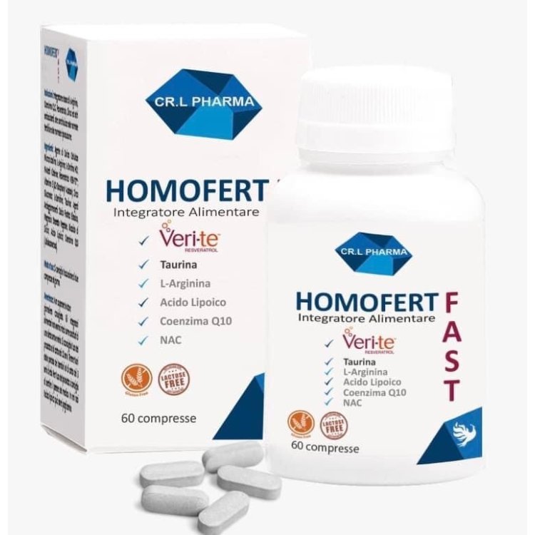 CR.L Pharma Homofert Fast Integratore Antiossidante per Fertilit&agrave;, 60 Compresse