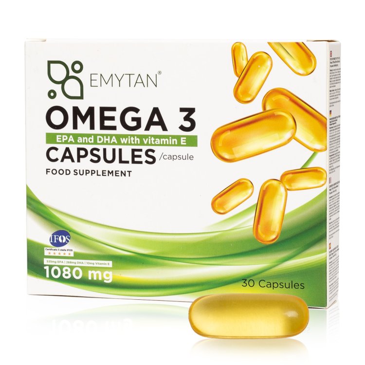 Emytan Omega 3 Integratore Olio di Pesce EPA DHA Vitamina E 30 Capsule