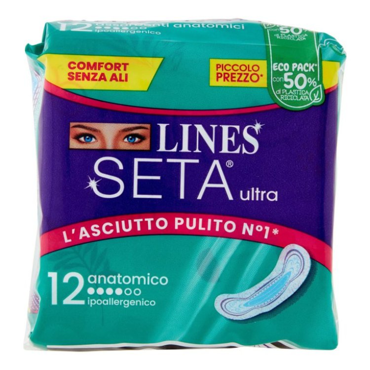 Lines Seta Ultra Anatomico Assorbenti per Flusso Leggero/Normale - 12 Pezzi