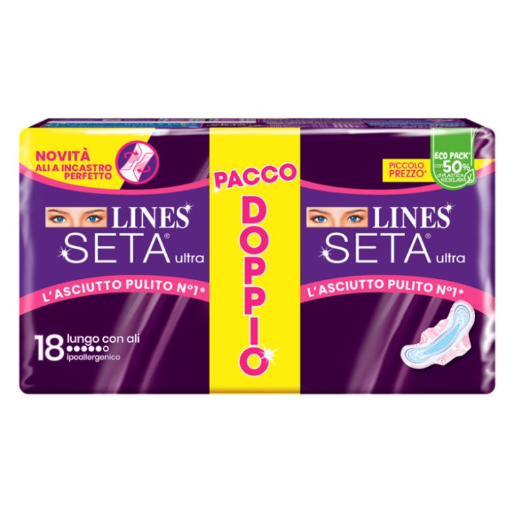 Lines Seta Ultra Lungo Assorbenti con Ali 18 Pezzi