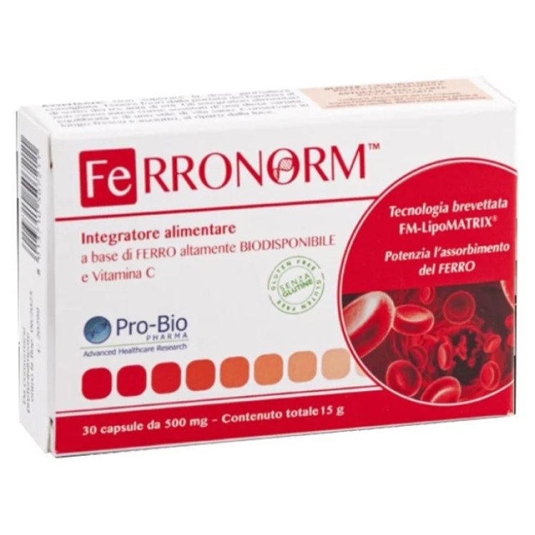 Pro-Bio Integra Ferronorm Integratore Ferro e Vitamina C - 30 Capsule Pro-Bio Integra Ferronorm Integratore Ferro e Vitamina C - 30 Capsule