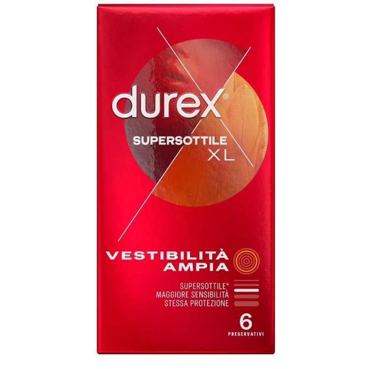 Durex Supersottile XL Profilattici Extra Large Extra Lubrificati 6 Unit&agrave;
