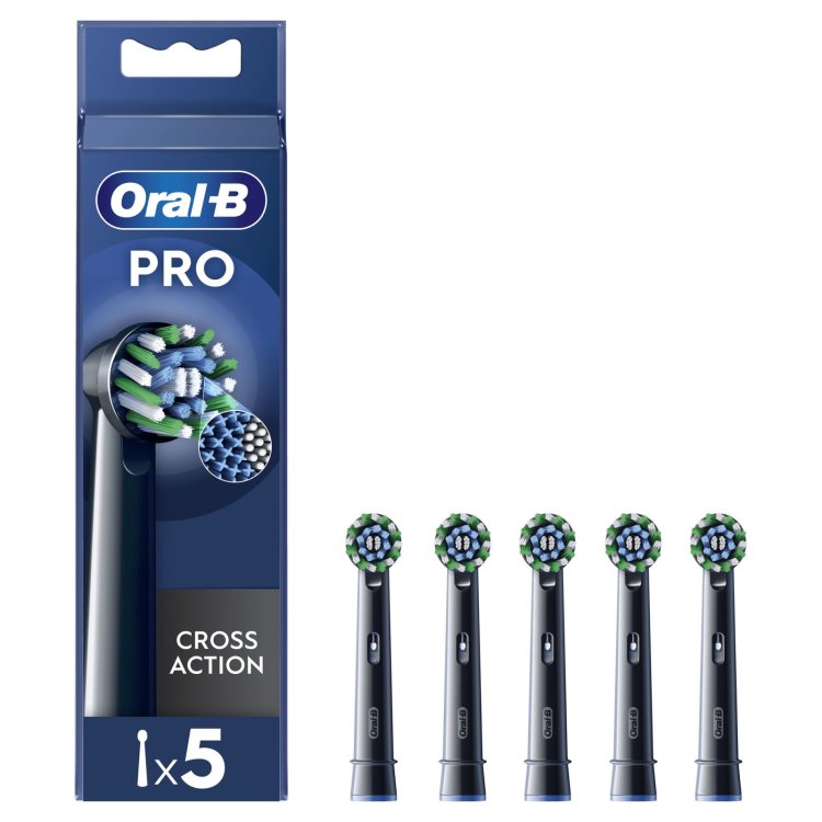 Oral-B Pro CrossAction Testine di Ricambio Nere Per Spazzolino Elettrico 5 Pezzi