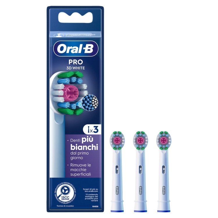 Oral-B 3D White Testine di Ricambio per Spazzolino Elettrico Azione Sbiancante - 3 Pezzi