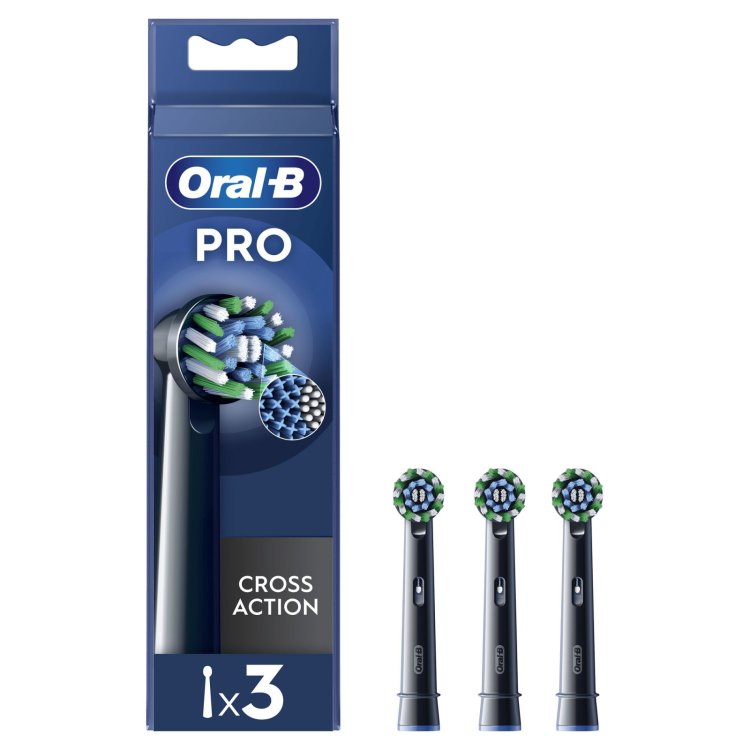 Oral-B Pro Cross Action Black Testine di Ricambio Per Spazzolino Elettrico 3 Pezzi