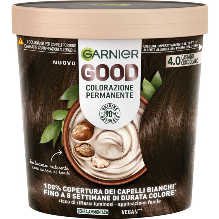 Garnier Good Colorazione Permanente 4.0 Castano Cioccolato senza Ammoniaca Garnier Good Colorazione Permanente 4.0 Castano Cioccolato senza Ammoniaca