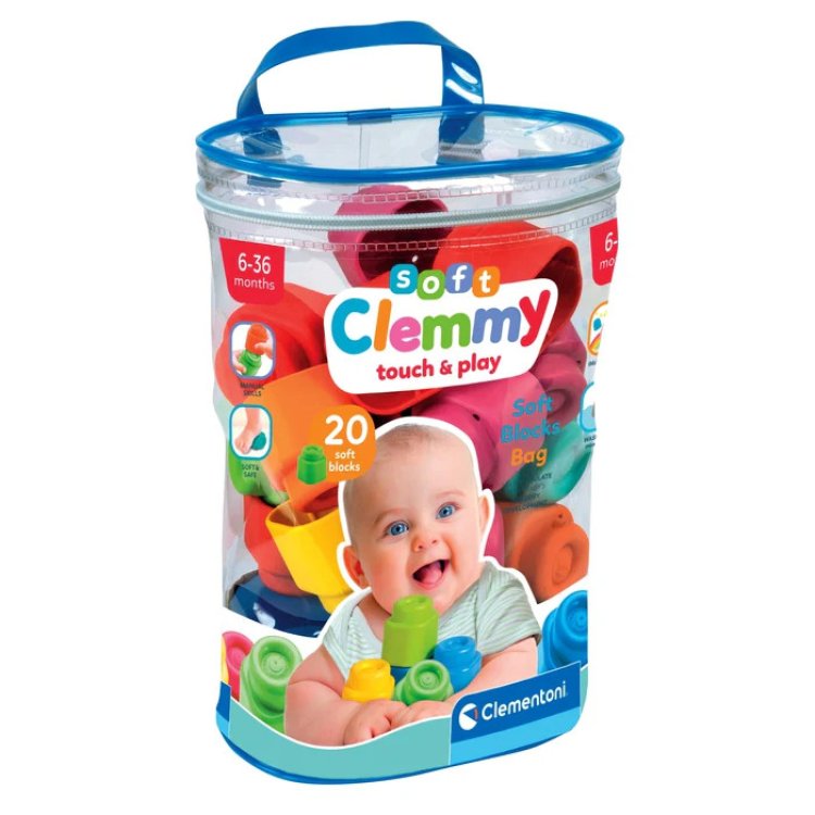 Clementoni Sacca 20 Mattoncini Morbidi per Costruzioni Baby Clemmy