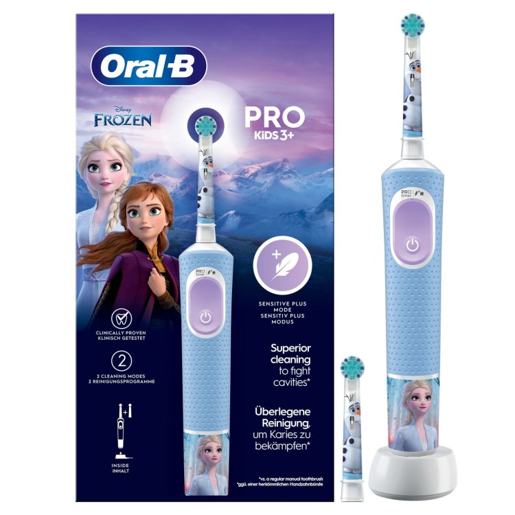 Oral-B Kids Frozen Spazzolino Elettrico Ricaricabile con 2 Testine e Adesivi