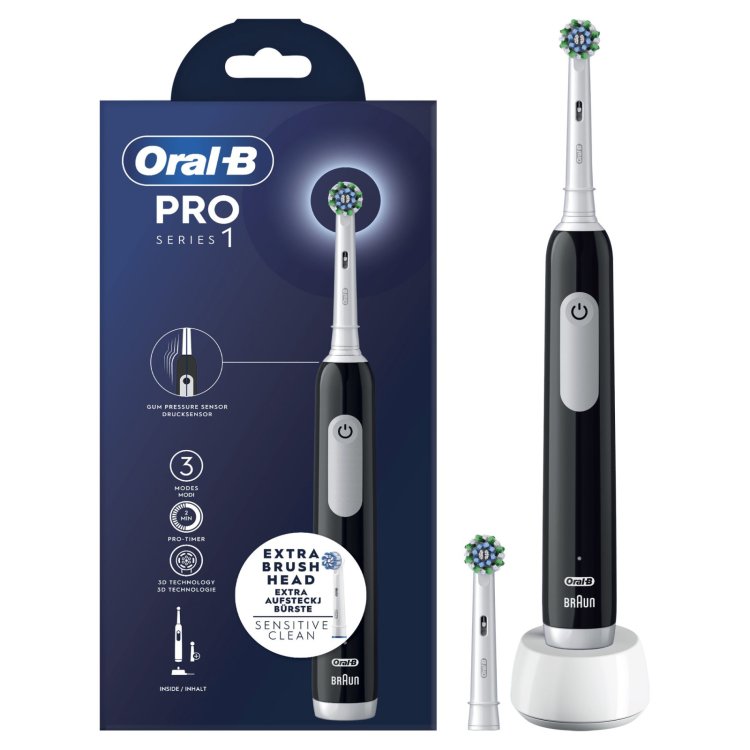 Oral-B Pro Series 1 Nero Spazzolino Elettrico Ricaricabile con 2 Testine