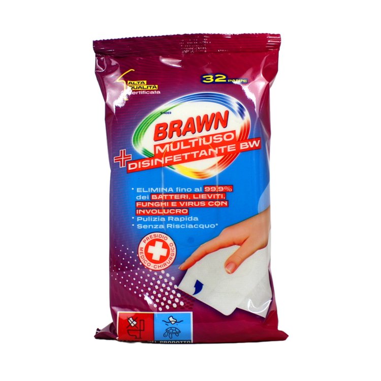 Brawn Panni Multiuso Disinfettante Elimina Batteri e Virus Brawn Panni Multiuso Disinfettante Elimina Batteri e Virus
