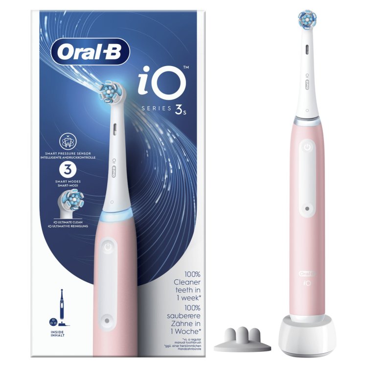 Oral-B iO 3S Spazzolino Elettrico a Vibrazione Sbiancante Rosa con 1 Testina