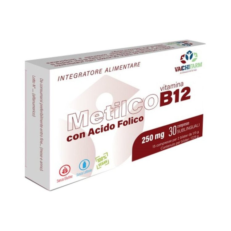 Vacchifarm MetilcoB12 Integratore Vitamina B12 e Acido Folico 30 Compresse
