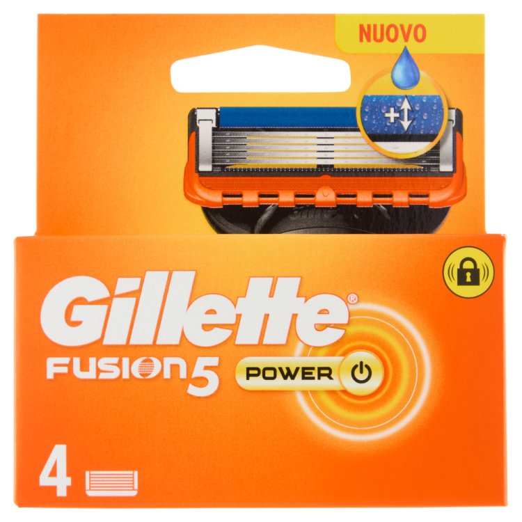 Gillette Fusion5 Power Lamette di Ricambio Uomo Per Rasatura Profonda 4 Ricariche