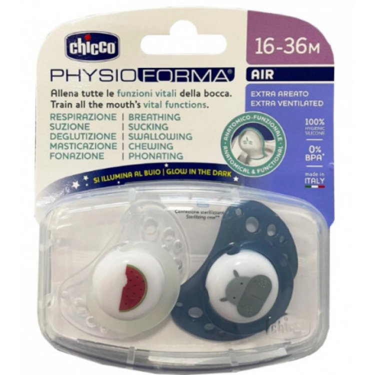 Chicco Physioforma Air Lumi Succhietto Silicone 16-36 Mesi 2 Pezzi Chicco Physioforma Air Lumi Succhietto Silicone 16-36 Mesi 2 Pezzi