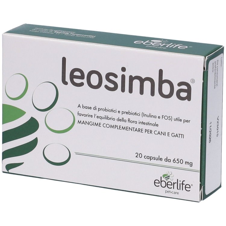 Eberlife Farmaceutici Leosimba Mangime Complementare per Cani e Gatti, 20 Capsule