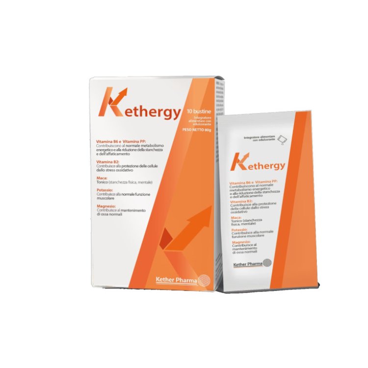 Kether Pharma Kethergy Integratore Energetico per Stanchezza in 10 Bustine