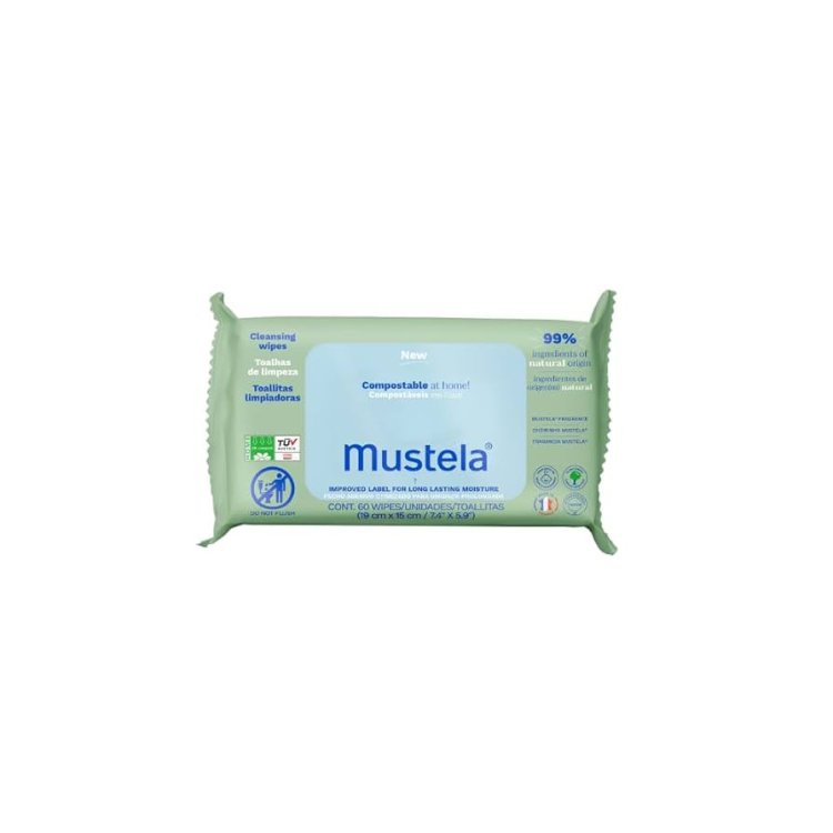 Mustela Salviette Compostabili Profumate Ipoallergeniche per Neonati 60 Pezzi