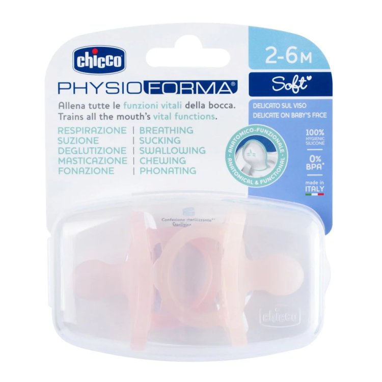 Chicco Physioforma Soft Gommotto Silicone 2 Pezzi 2-6 Mesi Rosa