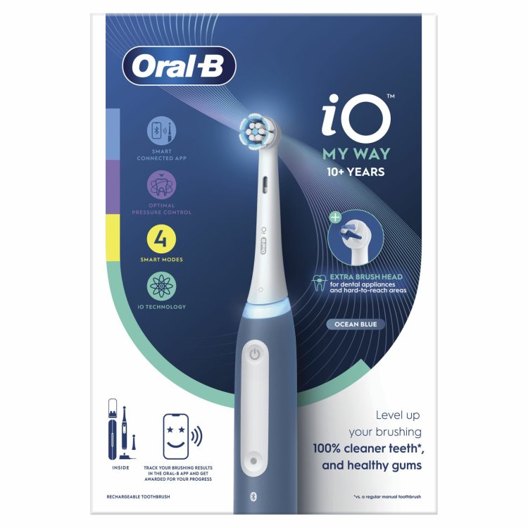 Oral-B iO4 Teen Spazzolino Elettrico Blu con Sensore Pressione Intelligente Oral-B iO4 Teen Spazzolino Elettrico Blu con Sensore Pressione Intelligente
