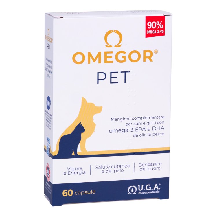 U.G.A. Nutraceuticals Omegor Pet Mangime Complementare Omega-3 per Cani e Gatti 60 Capsule